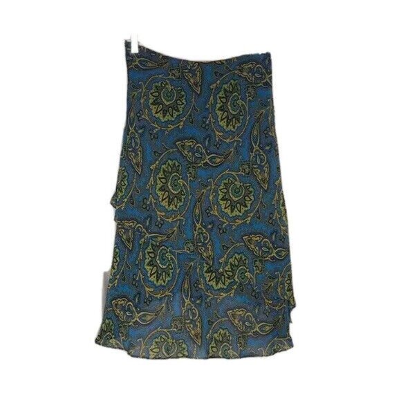 Evan-Picone Teal Print Asymmetrical Skirt 8P New - Picture 3 of 3